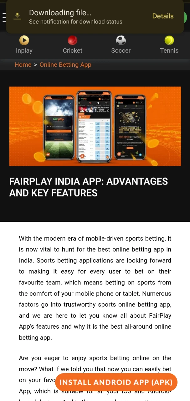Confirm the FairPlay apk download and wait.
