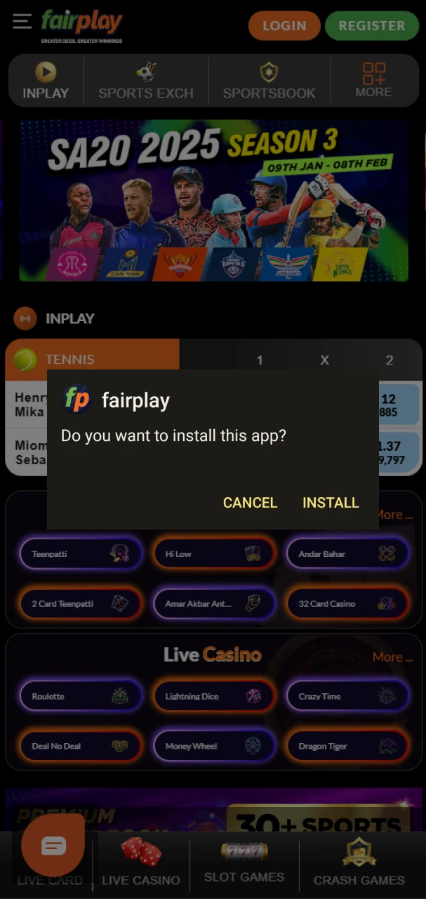 Open the FairPlay apk file and install the app.