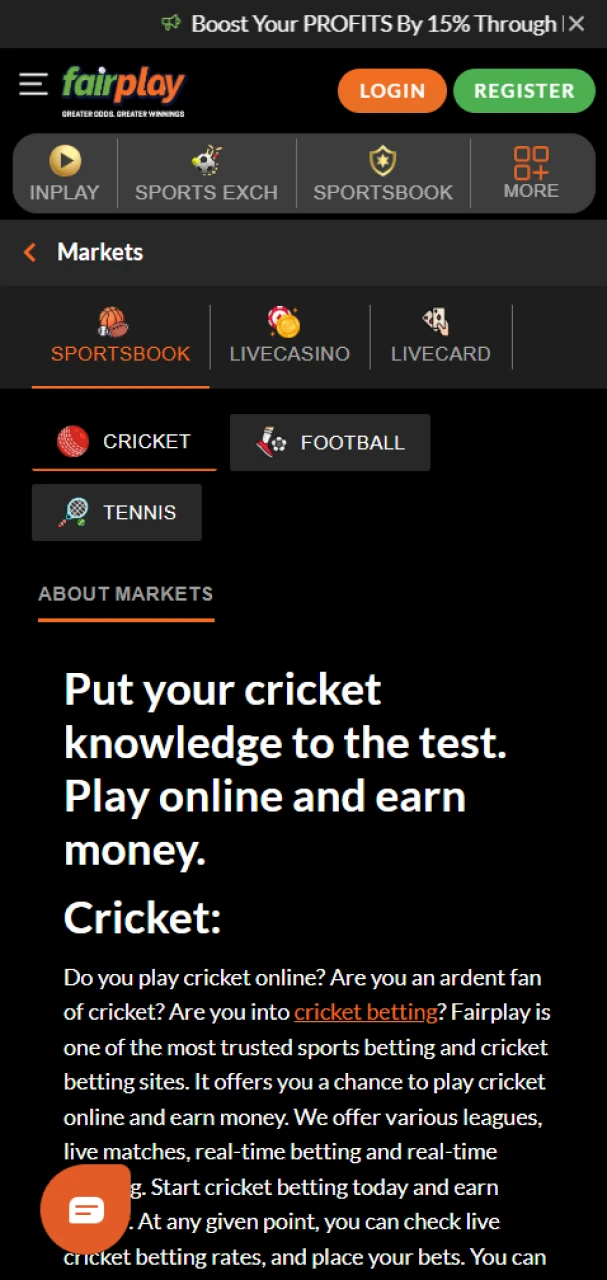 You can bet on a variety of sports at FairPlay.