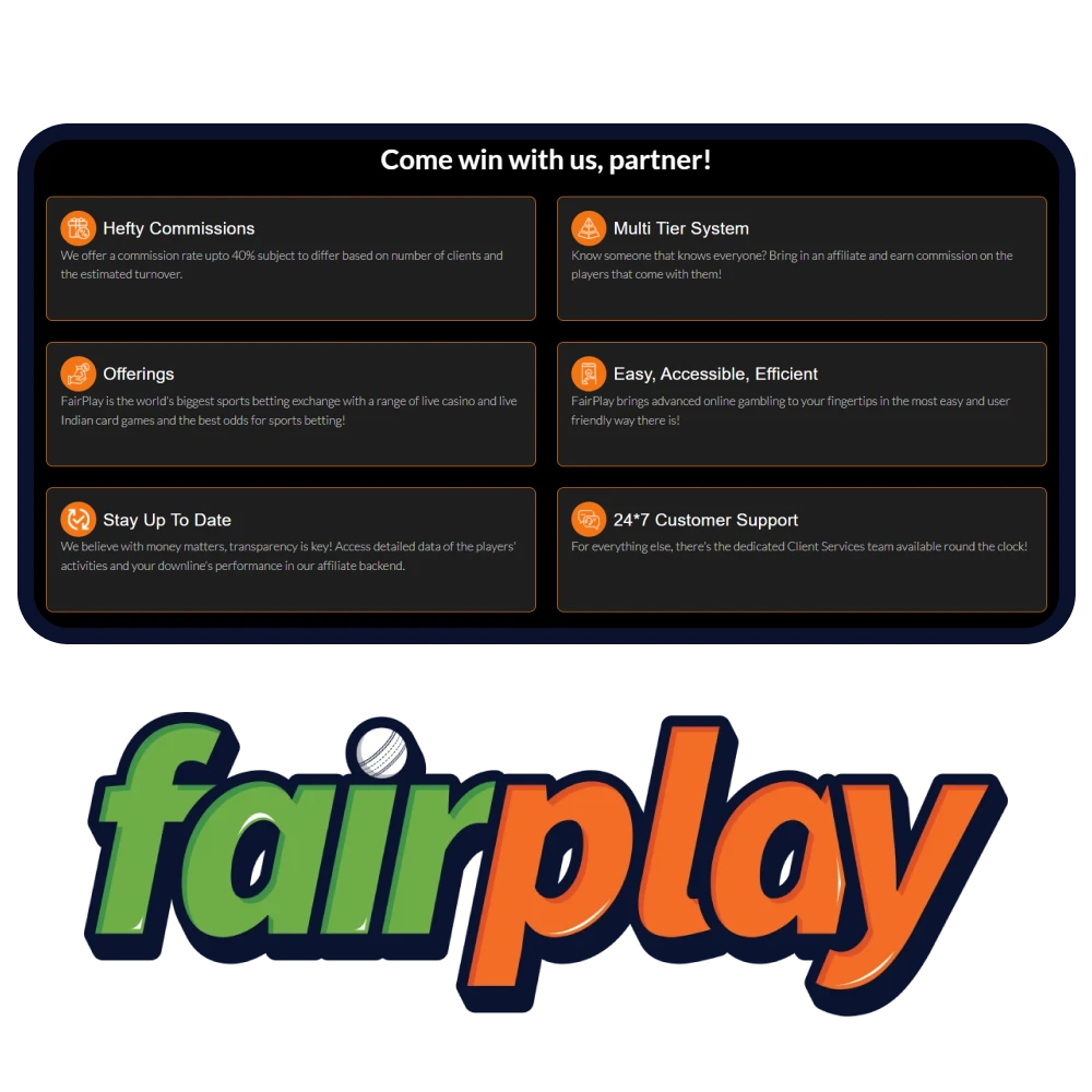 Join the FairPlay bookmaker affiliate program to earn money.