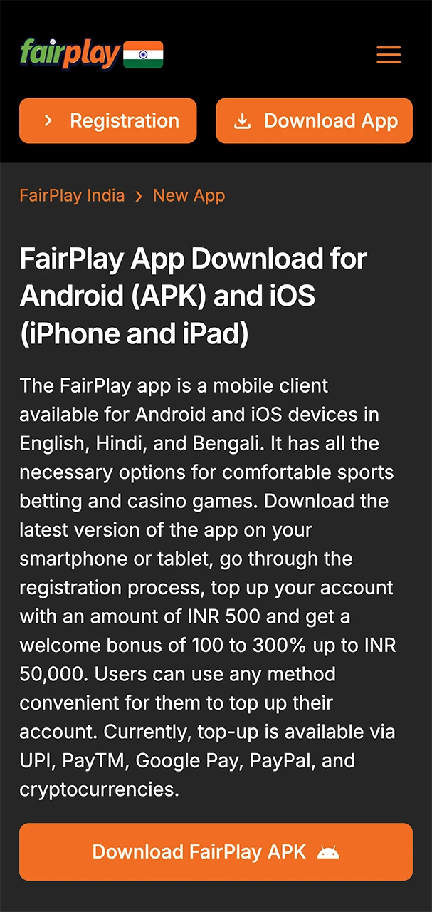 It only takes a few clicks for you to start the process of downloading the FairPlay app for Android.