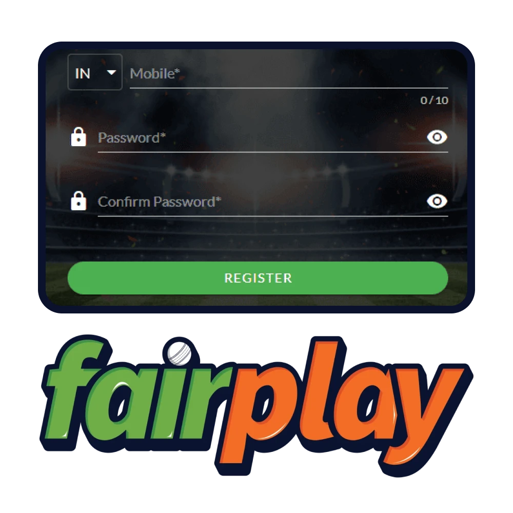 Create an account at FairPlay and start playing and betting on the platform.