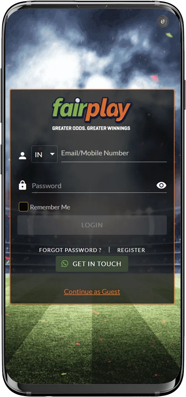 Log in to your FairPlay account to start betting and playing.